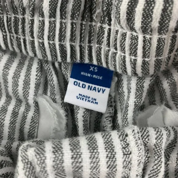 Old Navy Black White Striped High Rise Linen Blend Pull On Shorts XS - Picture 3 of 5